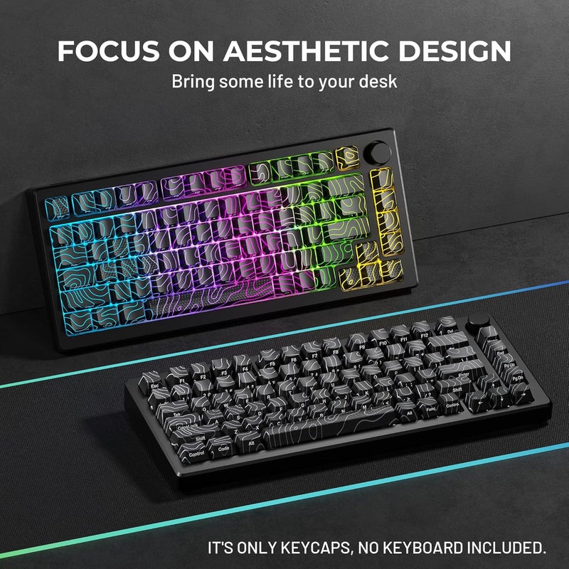 HITIME أغطية مفاتيح XVX المتألقة بتقنية IMD، أغطية مفاتيح طبوغرافية مخصصة 60 75 100 بالمئة، مجموعة أغطية مفاتيح سوداء مضاءة، طراز OEM مطبوع من الجانب لأجهزة الكمبيوتر المحمولة - Image 2